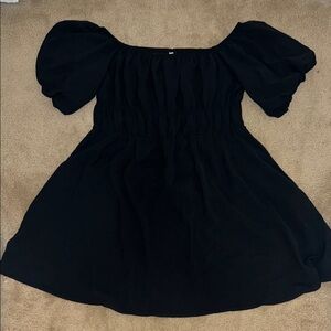 Puff Sleeve Off-the-shoulder Black Dress